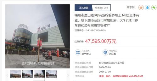 紹興嵊州寶龍廣場商業(yè)綜合體掛牌轉(zhuǎn)讓，掛牌價4.7億元